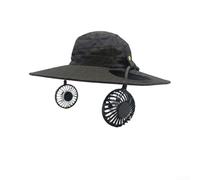 Sandyseptember Chapeau de pêcheur avec ventilateur solaire USB, casquette de protection solaire à large bord pour sports de plein air, bandeau respirant et rafraîchissant avec 3 modes de vent (noir)