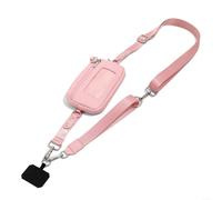 Sandyseptember Cordon bandoulière en tissu pour téléphone avec porte-cartes, sac de poignet amovible, plusieurs façons de le porter - Noir, rose, marron, bleu, beige (rose)