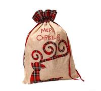 Sandyseptember Grand sac de rangement réutilisable en tissu de Père Noël pour ranger des cadeaux et des articles saisonniers (élan)
