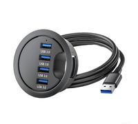 Sandyseptember Hub à œillets de bureau 4 ports USB 3.0 pour une organisation efficace des câbles, transfert de données 5 Gbit/s, s'adapte à la plupart des bureaux, câble de 1,2 m