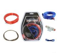 Sandyseptember Kit de câblage de haut-parleur audio de voiture 1500 W avec câble d'alimentation 8 GA et porte-fusible 60 A pour caisson de basses et installation