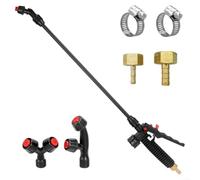 Sandyseptember Kit de perche de pulvérisateur de jardin avec ventilateur et buses à double tête - Sac à dos manuel compatible avec raccords de tuyau de 6,35 mm et 9,5 mm