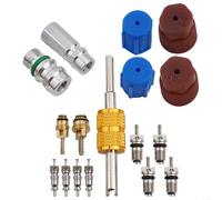 Sandyseptember Kit d'outils de valve de climatisation 17 pièces pour R12/pour R134A avec portable et composants