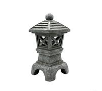 Sandyseptember Lampe de jardin à énergie solaire style pagode LED rechargeable en résine aspect pierre décoration zen pour allée, terrasse, extérieur (D)