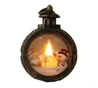 Sandyseptember Lanterne de Noël sans flamme au design vintage - Lumière décorative en plastique résistant aux intempéries pour ambiance nocturne de vacances, intérieur ou extérieur (bonhomme de neige