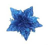 Sandyseptember Lot de 5 fleurs poinsettia à paillettes parfaites pour les décorations de vacances (bleu roi)