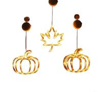 Sandyseptember Lumières de fenêtre d'Halloween avec citrouilles et feuilles d'érable, LED à piles pour décoration d'intérieur d'automne (groupe A)