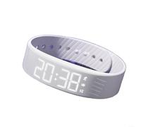 Sandyseptember Montre étanche silencieuse à vibrations avec chronomètre, compteur de pas, calories, moniteur de sommeil et bracelet de charge USB pour un usage quotidien (blanc)