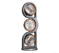 Sandyseptember Ventilateur tour oscillant USB portable avec 5 vitesses et inclinaison à 360 degrés pour la maison, le bureau, les voyages (gris)