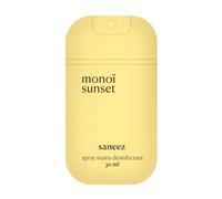 Saneez Spray Désinfectant Mains, Monoï Sunset, 30ml, Éthanol 70,1%, Portable, Fabriqué en France