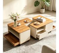 SANEIOUI Table basse carrée avec espace de rangement, table de salon en bois avec roulettes, table basse design modulaire pour salon, bureau, chambre à coucher