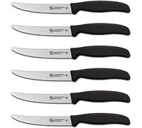 Sanelli Ambrogio Coffret de couteaux à steak Supra, 6 pièces avec lames semi-dentelée de 12 cm, affûtage laser, manche ergonomique, couteaux professionnels fabriqués en Italie, lavables au lave-vais