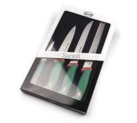 Sanelli Ligne Premana Professional,Ensemble Chef 4 pièces:,Acier Inoxydable,Vert et Rouge,