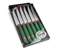 Sanelli Ligne Premana Professional,Ensemble Couteaux Steak 6 pcs.,Acier Inoxydable,Vert et Rouge,25.5x15.5x2.0 cm