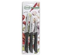Sanelli Lot de 3 couteaux fruits et légumes : couteau d'office multi-usages 11 cm, tomate 12 cm, vert, 7 cm.