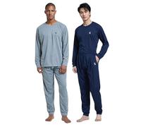 SaneShoppe Luxury Loungewear Ensemble Pyjama brossé pour Hommes - Style Jogger avec Manches à Rabat, Taille élastique, Cordons de Serrage, Polyester - Paquet de 2 - XL