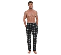 SaneShoppe Pantalon d'hiver pour homme en polaire thermique - Chaud, Confortable, Tailles M à 3XL, Soft Loungewear Checked Fluffy 2 Pockets Drawstring Pajama Mens Sleep Wear Pj Blue - L