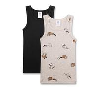 Sanetta Lot de 2 Maillots de Corps pour garçon - Bleu et Beige Raton Laveur - Maillot de Corps Durable et de qualité supérieure en Coton pour garçon., Beige, 92