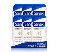 Sanex BiomeProtect Surgras Nourishing Crème de Douche Prébiotique Respectueuse du Microbiome Cutané, 6 x 400 ml