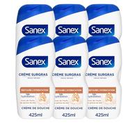 SANEX - Crème de Douche Derma Care Surgras - Hydratation 12h - Peaux Sèches - 6 x 425ml