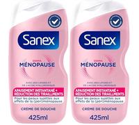 SANEX - Crème de Douche Derma Ménopause - Gel Douche - Soin pour Peaux en Périménopause et Ménopause - Hydratation 24h et Réduction des Tiraillements - Lipides et Acide Hyaluronique - Format 425ml