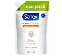 SANEX - Crème Douche Hydratante Peaux Sèches, Confort Surgras et Douceur Intense (Recharge 450 mL) - lot de 3 - Vendu par Lot