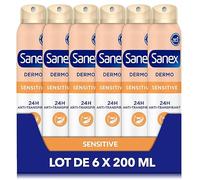 SANEX - Déodorant Anti-Transpirant Spray Dermo Sensitive - Protection Anti-Transpiration & Odeurs 24h - Pour Peaux Sensibles - Restaure Le pH Naturel - Testé Dermatologiquement - Lot De 6 x 200ml