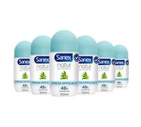 SANEX - Déodorant bille Natur Protect Bambou Bio Fresh Efficacy - Protection 48h - Lot de 6x50ml