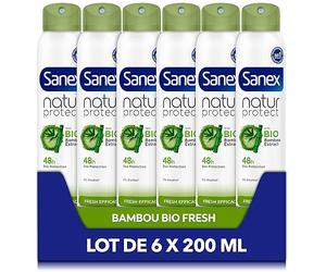 SANEX - Déodorant Natur Protect Fresh efficacité 48h bio spray 200ml - Lot de 6
