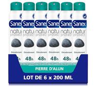 SANEX -Déodorant spray Natur Protect Pierre d’Alun Extra Efficacy 48 h 200ml - protège contre les odeurs pendant 48 heures - testé sous contrôle dermatologique - ne contient pas d’alcool*