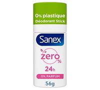 SANEX - Déodorant Stick Solide Zero % Parfum - Déodorant Femme et Homme - Efficacité 24 h - Déo Stick 56 g