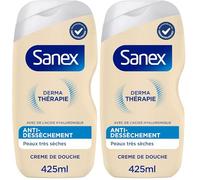 SANEX - Derma Thérapie - Crème de douche anti-dessèchement - Peaux très sèches - Réduit les démangeaisons -Complexe d’acides aminés et acide hyaluronique - 425ml (Lot de 2)