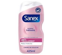 SANEX - Derma Thérapie - Crème de douche anti-tiraillements - Peaux matures - Aide à réparer les peaux squameuses et à réduire les tiraillements - Complexe d’acides aminés breveté - 425ML