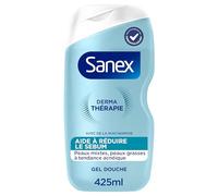 SANEX - Derma Thérapie - Gel douche anti-acné réduisant la production de sébum - Pour peaux mixtes à grasses - Complexe d’acides aminés et niacinamide - Préserve la barrière cutanée - 425ml