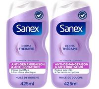 SANEX-Derma Thérapie-Huile de douche anti-démangeaisons et anti-irritations pour les peaux sujettes à l’eczéma atopique-moins d' irritations après 3 jours d'utilisation-complexe d’acides aminés-425 ML