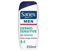 SANEX - Gel Douche Corps & Visage Dermo Sensitive Peaux Sensibles - Gel Douche pour Homme - Formule Testée Dermatologiquement - Renforce les Défenses Naturelles de la Peau - 250 ml - Lot de 3