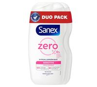 Gel douche hypoallergénique Sanex Zéro% Sensitive 475ml Ne contient ni parfum, ni colorant, ni sulfate*, ni savon, Hydratation pendant 8 heures, testé sous contrôle dermatologique