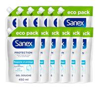 SANEX - Gel Douche Protection - Tous Types de Peau - 12h d'Hydratation - Lot de 12 Recharges Eco pack de 450ml