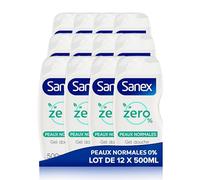 Sanex - Gel Douche sans Savon Zéro% (0%) Peaux Normales - sans Colorants - Formule Respectueuse de la Peau et Contribuant au Respect de l'Environnement - 500 ml - Lot de 12