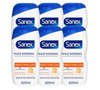 SANEX - Huile de Douche Derma Care Surgras - Hydratation 12h - Peaux sèches - 6 x 425ml