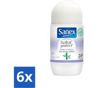 Sanex Natur Protect - Déodorant à bille - Pur & Frais - Au bambou naturel - 50 ml - Pack avantage - 6 pièces