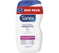 SANEX - Natural Prebiotic Hypoallergénique Gel Douche - Peau Très Sensible - Hydratation 12h - Complexe Prébiotique & Postbiotique- Testé Sous Contrôle Dermatologique- Sans Sulfate*- Lot de 425mL x 2