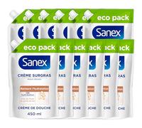 Sanex, Recharge Gel Douche Peaux Sèches, Surgras Crème, Lot de 12 x 450 ml | Recharges éco pack crème douche surgras, Formule prébiotique à l'huile de germe de blé, Restaure l'hydratation pendant 12h
