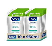 Sanex Sanex Gel Douche Recharge Gel Hydratant Neutre 10x900ml | avec ingrédients essentiels | 0% Sulfates*, 0% Savon et 0% Colorants | Gel de Bain pour tous les types de peau |
