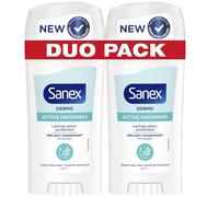 SANEX - Stick Deodorant Dermo Active Fresh Protection de 24 h - Sans Alcool - Le lot de 2x65ml