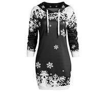 SANFASHION Noël Sweat Long Femme Sexy Chemisier Manche Longue Sweatshirt Col Roulé Carreaux Vintage,Robe Haut Tops Shirt Tunique Asymétrie Boutons Pull Long Casual Grande Taille Loose Outwear Sweater