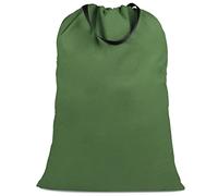 SANFERGE Sac à linge en toile de coton avec poignées et cordons de serrage, sacs à linge extra larges très résistants pour buanderie et maison, 64 x 86 cm, vert kaki