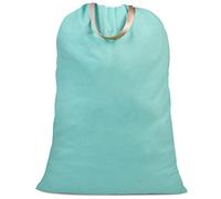 SANFERGE Sac à linge en toile de coton avec poignées et cordons de serrage, sacs à linge extra larges très résistants pour buanderie et maison, 64 x 86 cm, bleu sarcelle