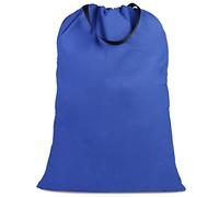 SANFERGE Sac à linge en toile de coton avec poignées et cordons de serrage, sacs à linge extra larges très résistants pour buanderie et maison, 64 x 86 cm, bleu roi