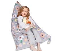 SANFERGE Stuffed Housse de rangement pour pouf de rangement, 132 x 80 cm, grand organisateur de jouets pour enfants et adultes, lavable, durable, chaise longue triangulaire (housse uniquement